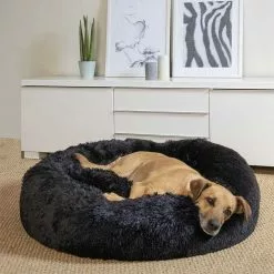 Nouveau 🥰 Paris prix Coussin pour Chien & Chat "Fluffy" 95cm Noir 🎉 -Bon plan Animalerie 3574380605225 3