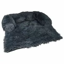 Nouveau 🔔 Paris prix Protège Canapé & Traversin "Fluffy" 120cm Anthracite ✔️