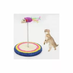 Promo 🥰 Wewoo Jouet pour Animaux Coloré Chat Jouant Jouets Sisal Printemps Siège Cat Scratch Conseil Avec La Souris, Diamètre: 19cm 🥰
