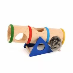 Nouveau 😀 Wewoo Jouet pour Animaux Animal de compagnie Supplies Conception poreuse en bois Hamster arc-en-ciel renversé baril jouets Pet 😀