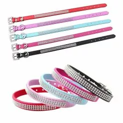 Tout neuf 🔔 Wewoo Collier Chien & Chat rouge pour animaux de compagnie, Taille: S, 1.5 * 37 cm PU diamant clouté Pet Collar produits ✨ -Bon plan Animalerie 3615611645259 5