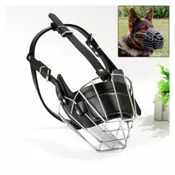 Tout neuf 🎉 Wewoo Muselières chien Cage en acier style panier fil museau protection muselière avec bracelet en cuir, taille: XL 🥰