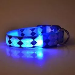 Le moins cher 👏 Wewoo Motif à carreaux Rechargeable LED Glow Light Leads Collier pour chien petits chiens moyenstaille L bleu 👏 -Bon plan Animalerie 3615614434447 5