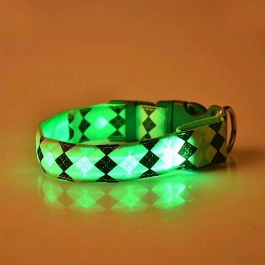 Acheter 🔔 Wewoo Motif à carreaux Rechargeable LED Glow Light Leads Collier pour chien de compagnie petits chiens moyenstaille S vert 😀 7 Acheter 🔔 Wewoo Motif à carreaux Rechargeable LED Glow Light Leads Collier pour chien de compagnie petits chiens moyenstaille S vert 😀 – Image 5