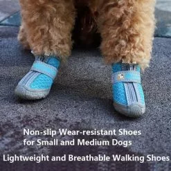 Offres 🔔 Wewoo 4 pièces / ensemble chaussures de chien respirantes antidérapantes et résistantes à l'usure fournitures pour animaux de compagnie, taille: 3,8x4,3 cm 🔔 -Bon plan Animalerie 3615615219852 4 3