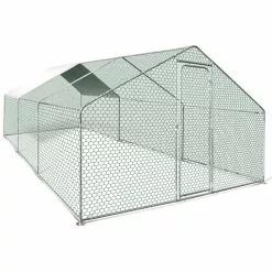 Nouveau 🔔 IDMARKET Enclos poulailler 18 m² parc grillagé 6x3 M acier galvanisé 🤩