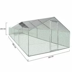 Meilleure affaire ✔️ IDMARKET Enclos poulailler 24 m² parc grillagé 8x3 M acier galvanisé 💯 -Bon plan Animalerie 3662897010691 5