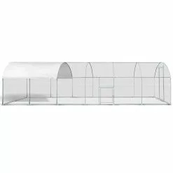 Coupon 😀 IDMARKET Enclos poulailler dôme 22,5 m² parc grillagé 3x7,5 M avec porte latérale 🌟 -Bon plan Animalerie 3662897031382 3
