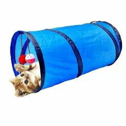 Vente flash 🥰 Totalcadeau Tunnel pour animal de compagnie avec grelot et balle chient et chat bleu 🎁 -Bon plan Animalerie 3664996338980 3