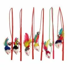 Promo 🛒 Totalcadeau Jouet canne à pêche pour chat corde souris et grelot ✨ -Bon plan Animalerie 3664996339024 2