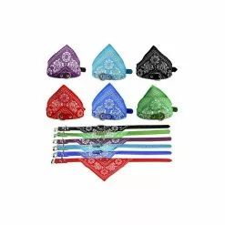 Sortie 👏 Passionimaux59 Collier Cuir PU avec Bandana pour Chien ou Chat - Rouge - S 🎉