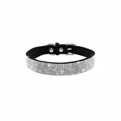 Nouveau ✔️ Passionimaux59 Collier Cuir Strass Diamant Chien Chat 👗 Dressage Réglable Ajustable - Noir - M 😀 -Bon plan Animalerie 3701491703674 1
