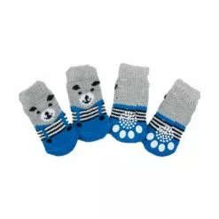 Remise 👏 Passionimaux59 Lot de 4 Chaussettes Confortable antidérapante pour Chien Chiots ou Chat - Ours Bleu - 3 🧨 -Bon plan Animalerie 3701491704923 1
