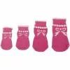 Promo 🔔 Passionimaux59 Lot de 4 Chaussettes Anti Glisse Pour Chien Chiot Chat Confortable Antidérapante - noeud rose - S ⌛
