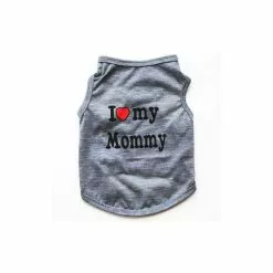 Bon marché 😀 Passionimaux59 Vêtement T-shirt Coton été I Love my Mommy Pour Chien Chiot Chat 7 Couleurs - Gris - S 🤩 -Bon plan Animalerie 3701491707863 1 1