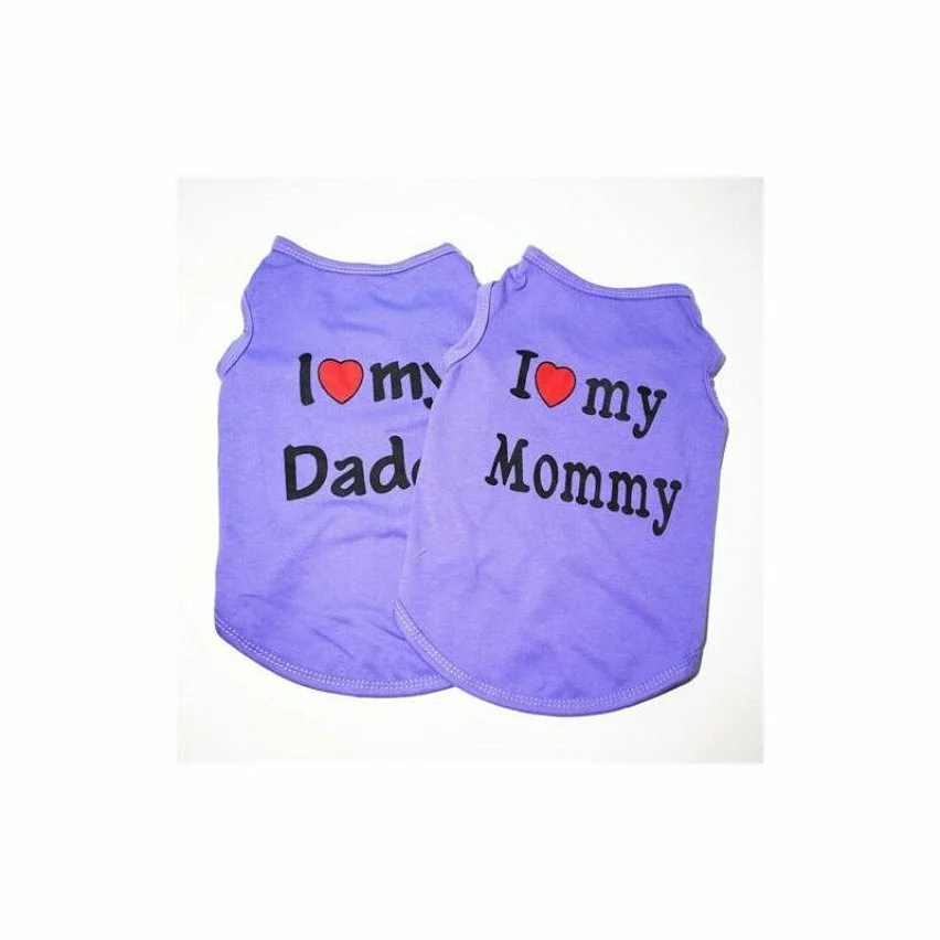 Meilleure vente 🔔 Passionimaux59 Vêtement T-shirt Coton été I Love my Mommy Pour Chien Chiot Chat 7 Couleurs - Violet - L 🤩 4 Meilleure vente 🔔 Passionimaux59 Vêtement T-shirt Coton été I Love my Mommy Pour Chien Chiot Chat 7 Couleurs - Violet - L 🤩 – Image 2