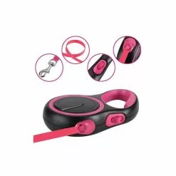 Tout neuf 😍 Passionimaux59 Laisse à Enrouleur Rétractable Automatique Pour Chien Chat en Nylon - Rose 🔔 -Bon plan Animalerie 3701491709102 3