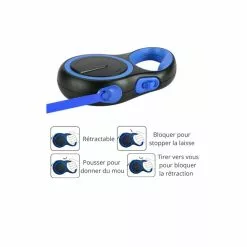 Meilleure vente 😍 Passionimaux59 Laisse à Enrouleur Rétractable Automatique Pour Chien Chat en Nylon - Bleu/ bleu foncé 🛒 -Bon plan Animalerie 3701491709140 4