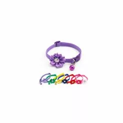 Sortie ❤️ Passionimaux59 Collier Nylon pour Chat Petit Chien Chiot Avec Fleur Et Grelot - Bleu Foncé 🧨