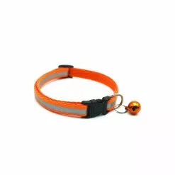 Grosses soldes ❤️ Passionimaux59 Collier Nylon réfléchissant Pour Chien Chat Chaton Chiot avec Grelot Large 1,5CM - Orange 🛒 -Bon plan Animalerie 3701491710627 2