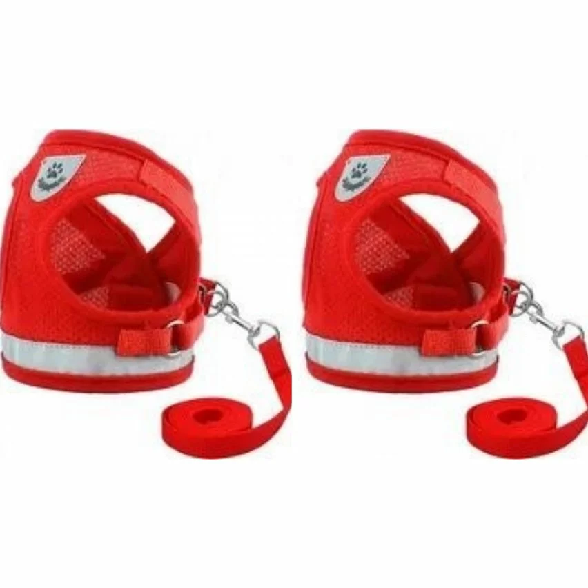 Promo 🛒 Passionimaux59 Lot de 2 Harnais Souple Respirant Réfléchissant + Laisse Couleur Rouge Taille XL ❤️ 3 Promo 🛒 Passionimaux59 Lot de 2 Harnais Souple Respirant Réfléchissant + Laisse Couleur Rouge Taille XL ❤️