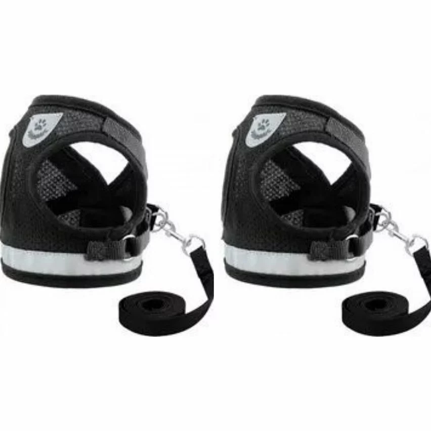 Sortie 🤩 Passionimaux59 Lot de 2 Harnais Souple Respirant Réfléchissant + Laisse Couleur Noir Taille XL 👏 3 Sortie 🤩 Passionimaux59 Lot de 2 Harnais Souple Respirant Réfléchissant + Laisse Couleur Noir Taille XL 👏