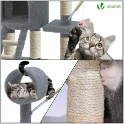Meilleur prix ⌛ VOUNOT Arbre à Chat 154cm avec Griffoir Plateforme Niche XXL Gris ⌛ -Bon plan Animalerie 6973424410448 3