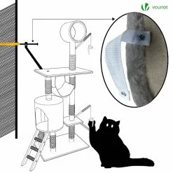 Meilleur prix ⌛ VOUNOT Arbre à Chat 154cm avec Griffoir Plateforme Niche XXL Gris ⌛ -Bon plan Animalerie 6973424410448 5