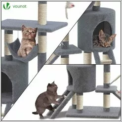 Meilleur prix ⌛ VOUNOT Arbre à Chat 154cm avec Griffoir Plateforme Niche XXL Gris ⌛ -Bon plan Animalerie 6973424410448 7