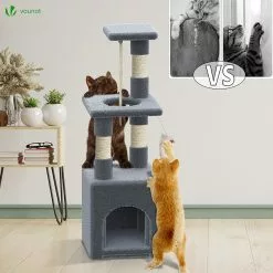 Sortie 🎁 VOUNOT Arbre à Chat 88cm avec Corde Griffoir Plateforme Niche Gris 🛒 -Bon plan Animalerie 6973424411469 7