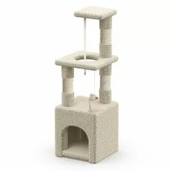 Sortie 🤩 VOUNOT Arbre à Chat 88cm avec Corde Griffoir Plateforme Niche Beige ⭐