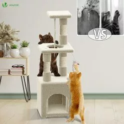 Sortie 🤩 VOUNOT Arbre à Chat 88cm avec Corde Griffoir Plateforme Niche Beige ⭐ -Bon plan Animalerie 6973424411476 7