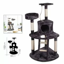 Promo 🔔 Urban Living Arbre à Chat avec Griffoir Plateformes pour Félins Gris 50x50xH 132 cm 🔔 -Bon plan Animalerie 8422175557851 2