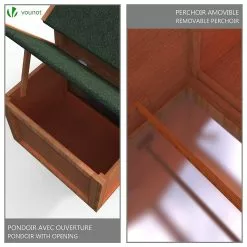 Budget ✨ VOUNOT Poulailler en Bois avec Pondoir et Perchoir Accueillant 2 Poules 🥰 -Bon plan Animalerie 8431252021017 2