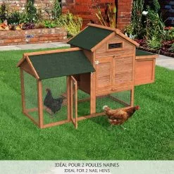 Budget ✨ VOUNOT Poulailler en Bois avec Pondoir et Perchoir Accueillant 2 Poules 🥰 -Bon plan Animalerie 8431252021017 3