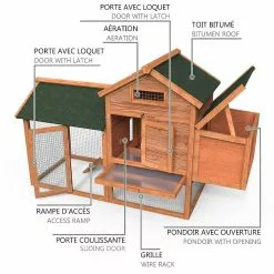 Budget ✨ VOUNOT Poulailler en Bois avec Pondoir et Perchoir Accueillant 2 Poules 🥰 -Bon plan Animalerie 8431252021017 7